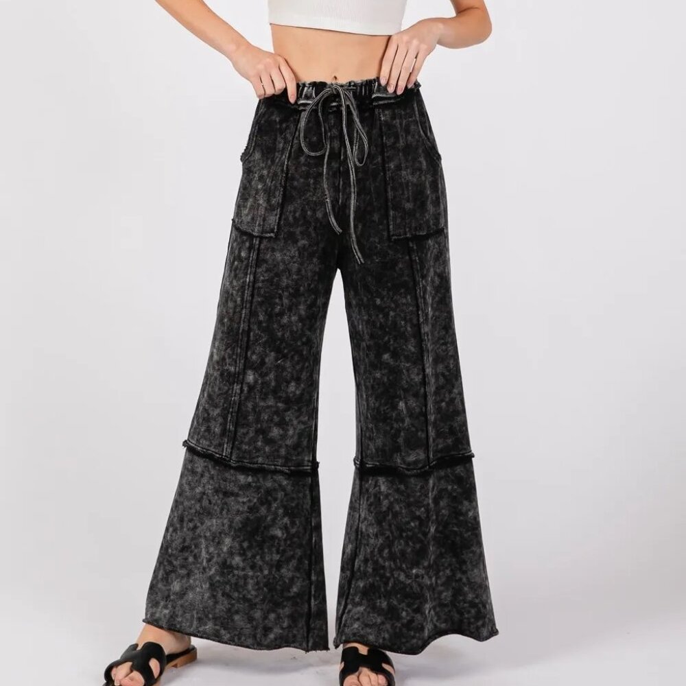 SAGE + FIG Mineral Washed Terry Wide Leg Pants